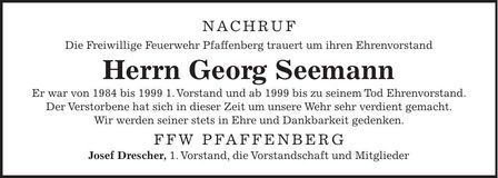Traueranzeige Georg Seemann