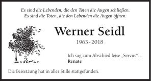 Traueranzeige Werner Seidl