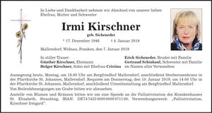 Traueranzeige Irmi Kirschner