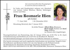 Traueranzeige Rosmarie Hien