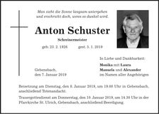 Traueranzeige Anton Schuster