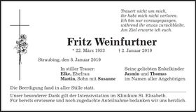 Traueranzeige Fritz Weinfurtner
