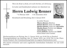 Traueranzeige Ludwig Renner