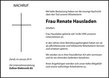 Traueranzeige Renate Hausladen