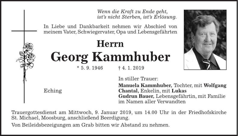 Traueranzeige Georg Kammhuber