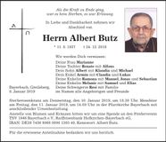 Traueranzeige Albert Butz