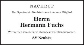 Traueranzeige Hermann Fuchs