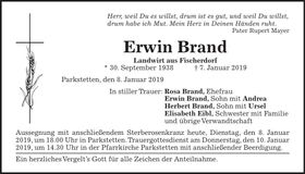 Traueranzeige Erwin Brand