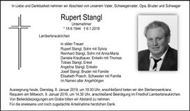 Traueranzeige Rupert Stangl