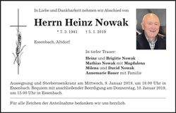Traueranzeige Heinz Nowak