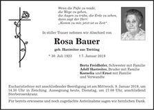 Traueranzeige Rosa Bauer