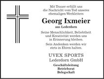 Traueranzeige Georg Ixmeier
