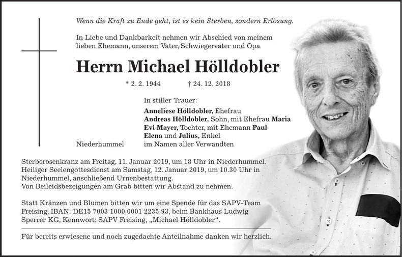 Traueranzeige Michael Hölldobler