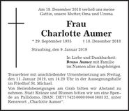 Traueranzeige Charlotte Aumer