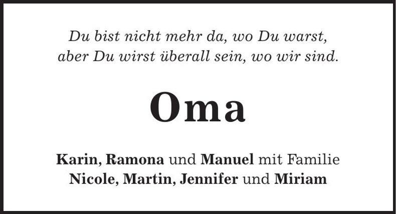 Traueranzeige Franziska Oma