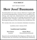Traueranzeige Josef Baumann