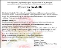 Traueranzeige Roswitha Grabolle