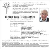 Traueranzeige Josef Hofstetter