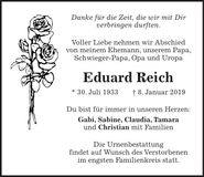 Traueranzeige Eduard Reich
