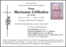 Traueranzeige Marianne Gillhuber