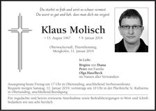 Traueranzeige Klaus Molisch