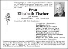 Traueranzeige Elisabeth Fischer