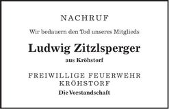 Traueranzeige Ludwig Zitzlsperger