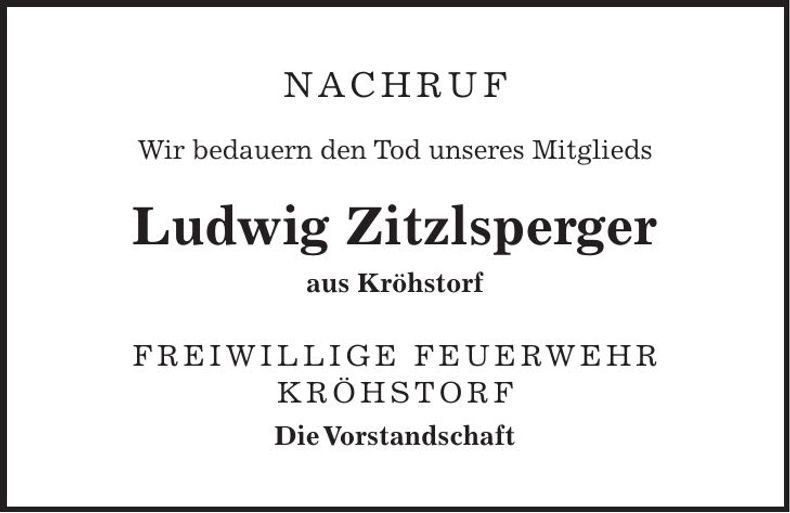 Traueranzeige Ludwig Zitzlsperger