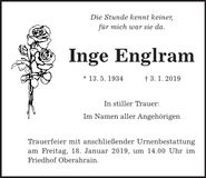 Traueranzeige Inge Englram
