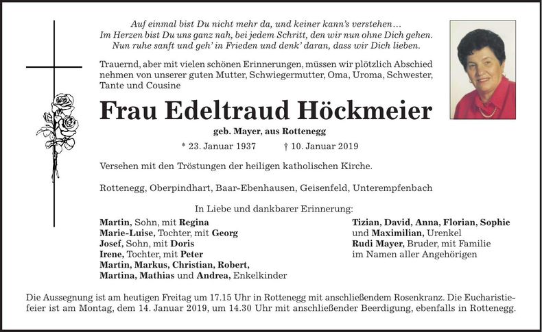 Traueranzeige Edeltraud Höckmeier