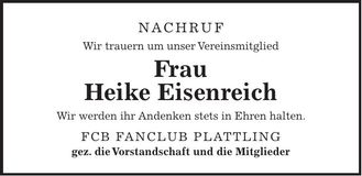 Traueranzeige Heike Eisenreich
