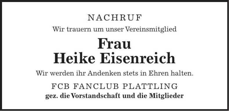 Traueranzeige Heike Eisenreich