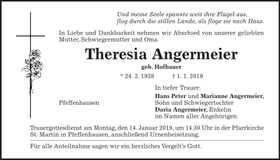 Traueranzeige Theresia Angermeier