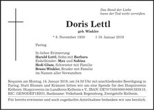 Traueranzeige Doris Lettl