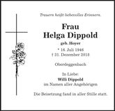 Traueranzeige Helga Dippold