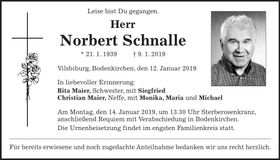 Traueranzeige Norbert Schnalle