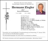 Traueranzeige Hermann Ziegler