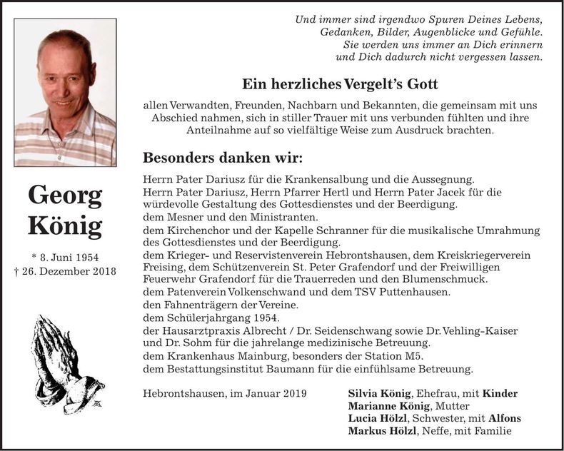 Traueranzeige Georg König