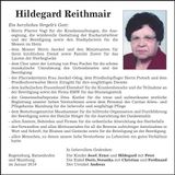 Traueranzeige Hildegard Reithmair