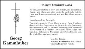 Traueranzeige Georg Kammhuber