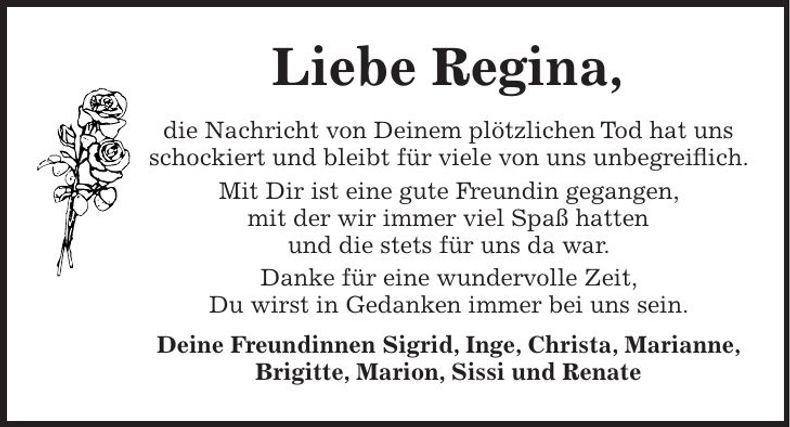 Traueranzeige Regina Reininger
