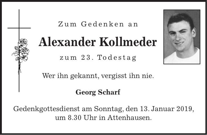 Traueranzeige Alexander Kollmeder