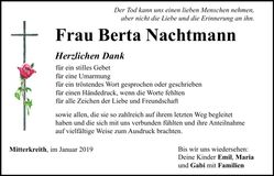 Traueranzeige Berta Nachtmann