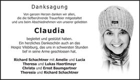 Traueranzeige Claudia Haertlmayr
