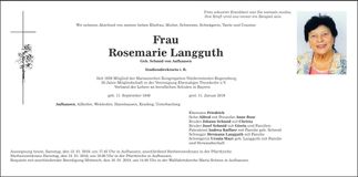 Traueranzeige Rosemarie Langguth