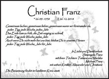 Traueranzeige Christian Franz
