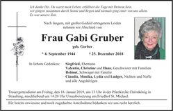 Traueranzeige Gabi Gruber