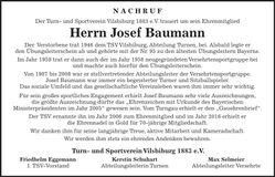 Traueranzeige Josef Baumann