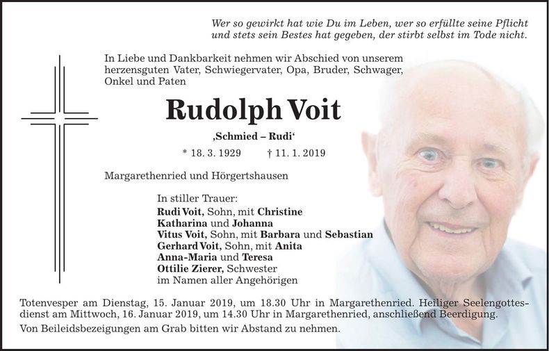 Traueranzeige Rudolph Voit