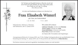 Traueranzeige Elisabeth Winterl